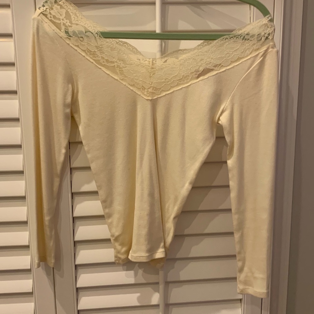 Michael Kors Cream Sweater Lace Neck